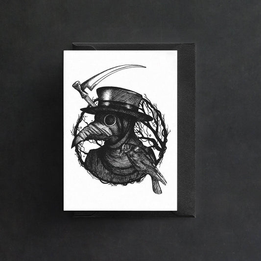 Plague Doctor And Raven Greeting Card