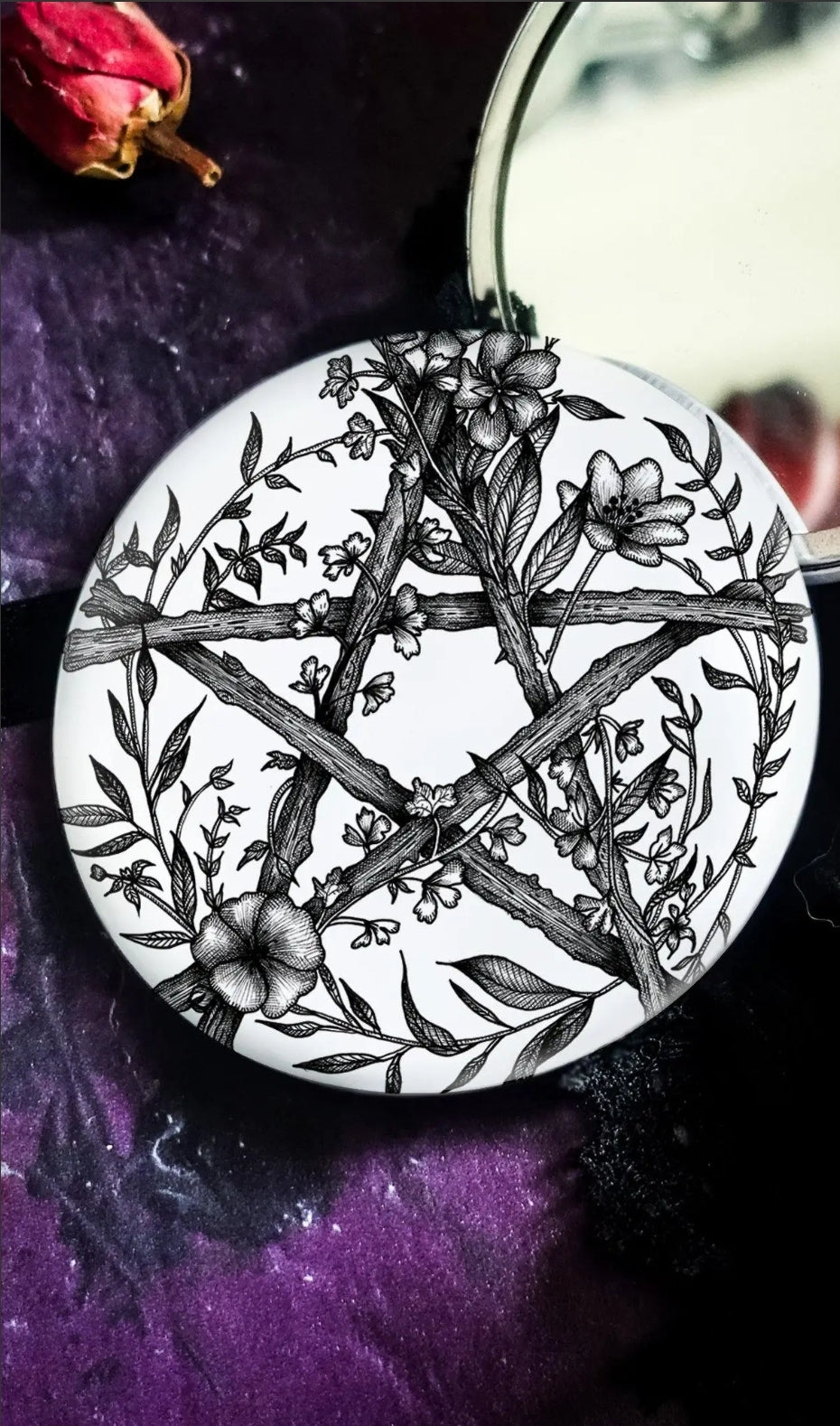 Floral Pentacle Pocket Mirror