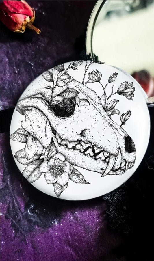Fox Skull Pocket Mirror