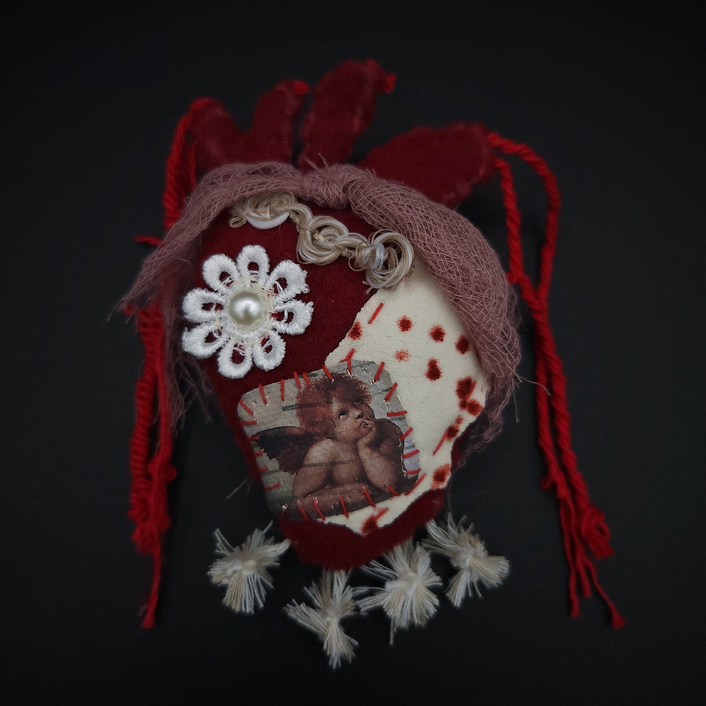 Textile Heart Brooch