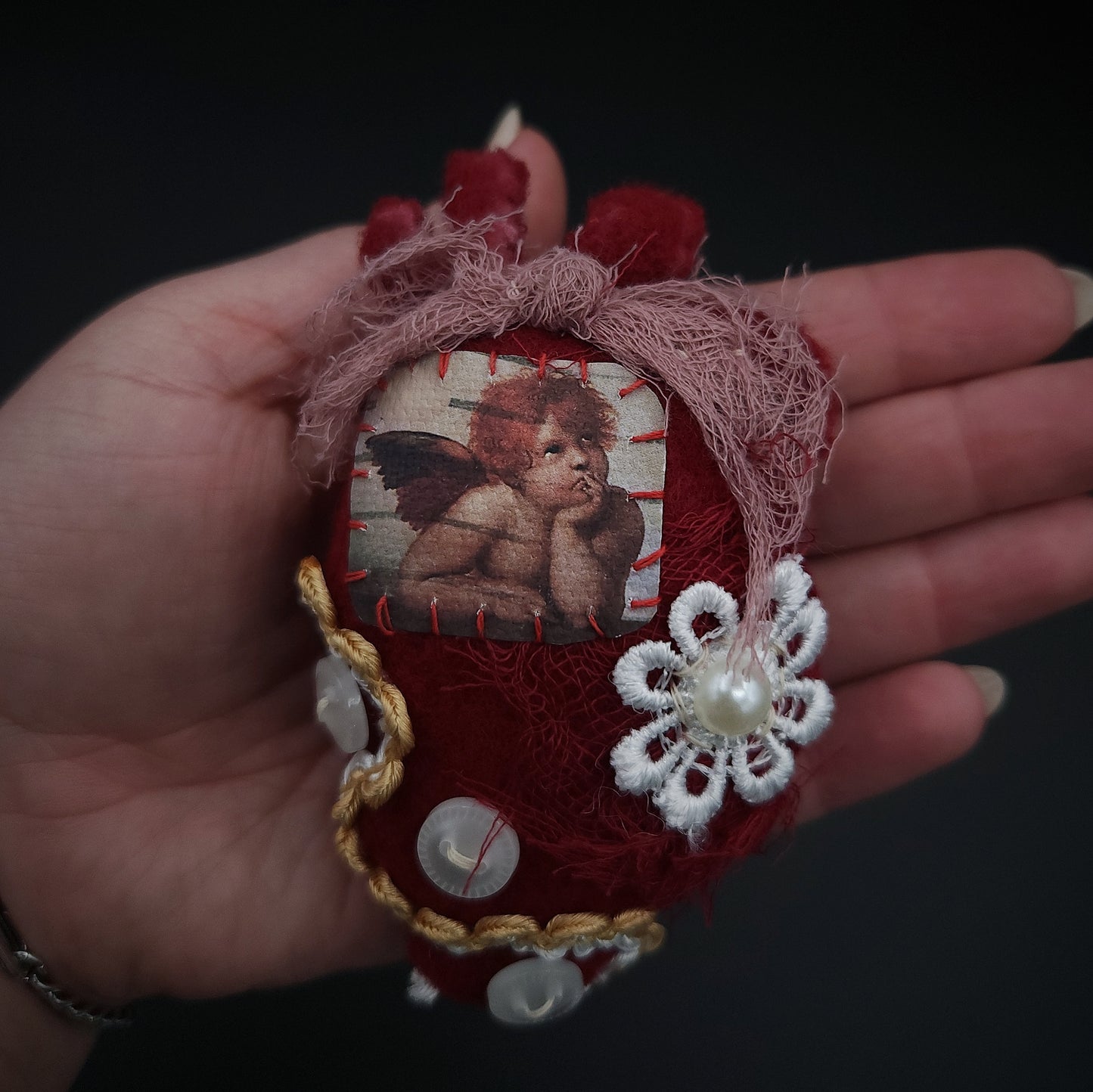 Textile Heart Brooch