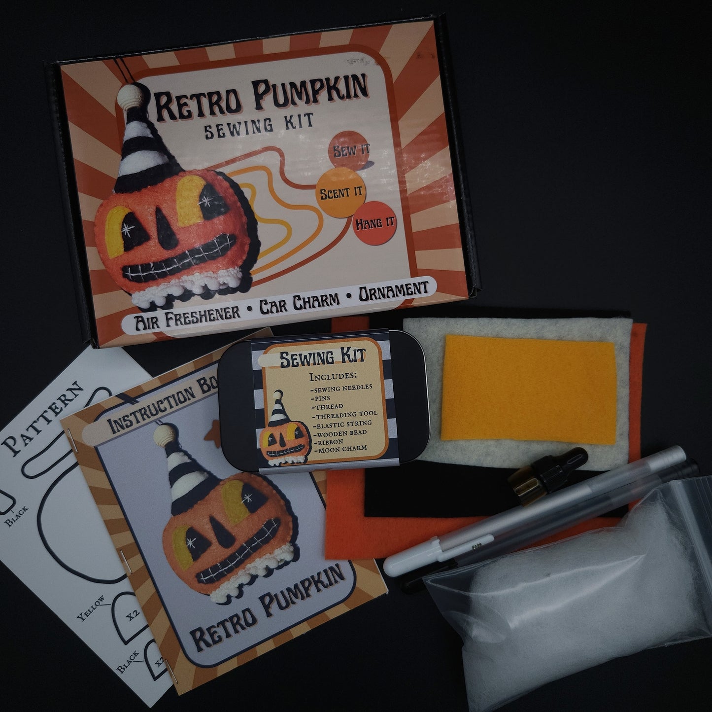 Retro Pumpkin Sewing Kit (Scented Option Available)