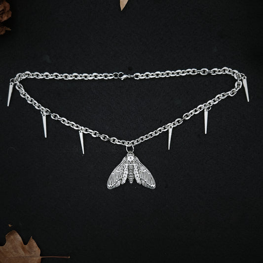 Moth Spiked Chain Necklace