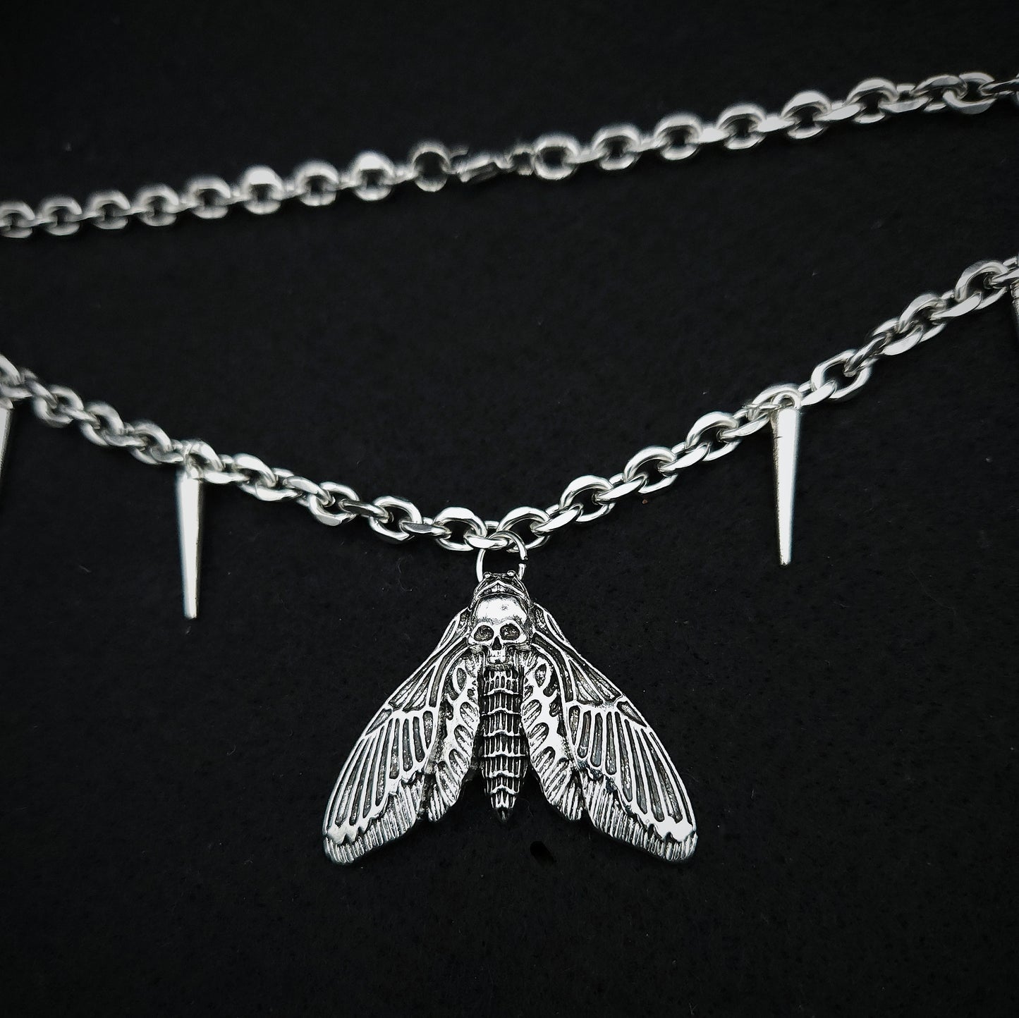 Moth Spiked Chain Necklace