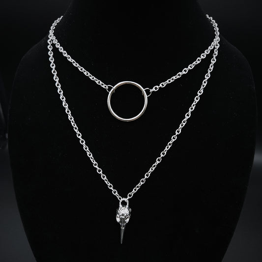 Bird Skull Draped Chain Necklace