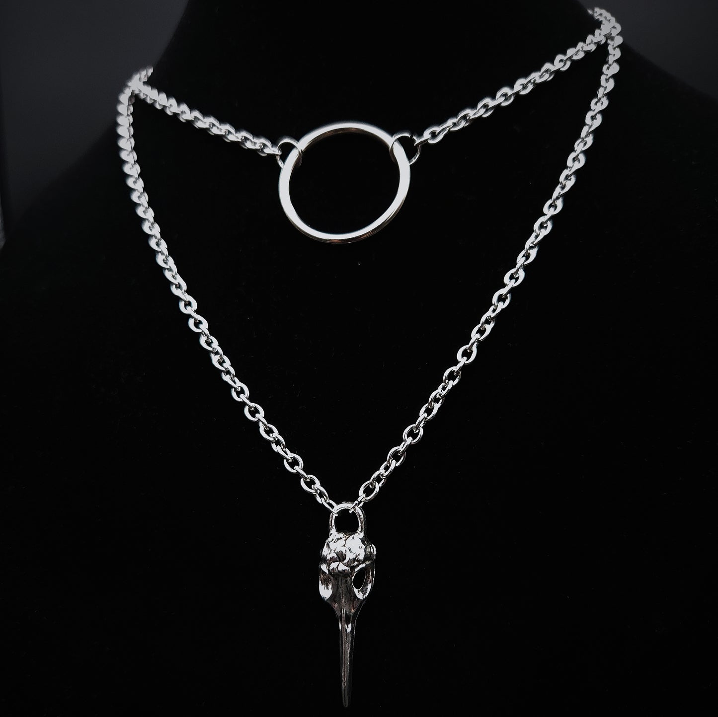 Bird Skull Draped Chain Necklace