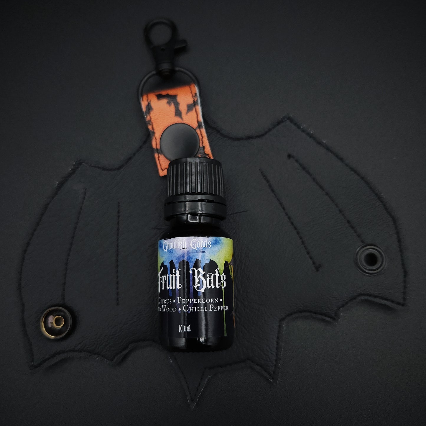 Bat Perfume Holder Keychain - Orange Bat