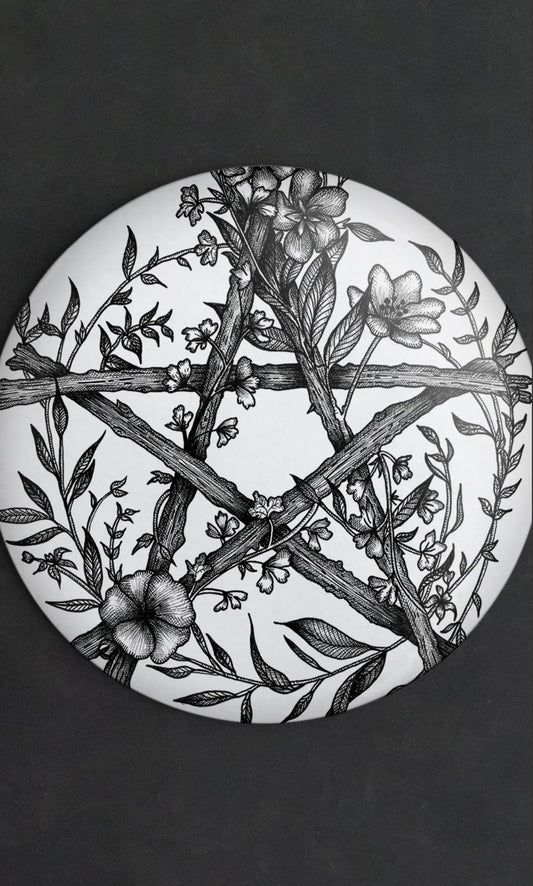 Floral Pentacle Pocket Mirror