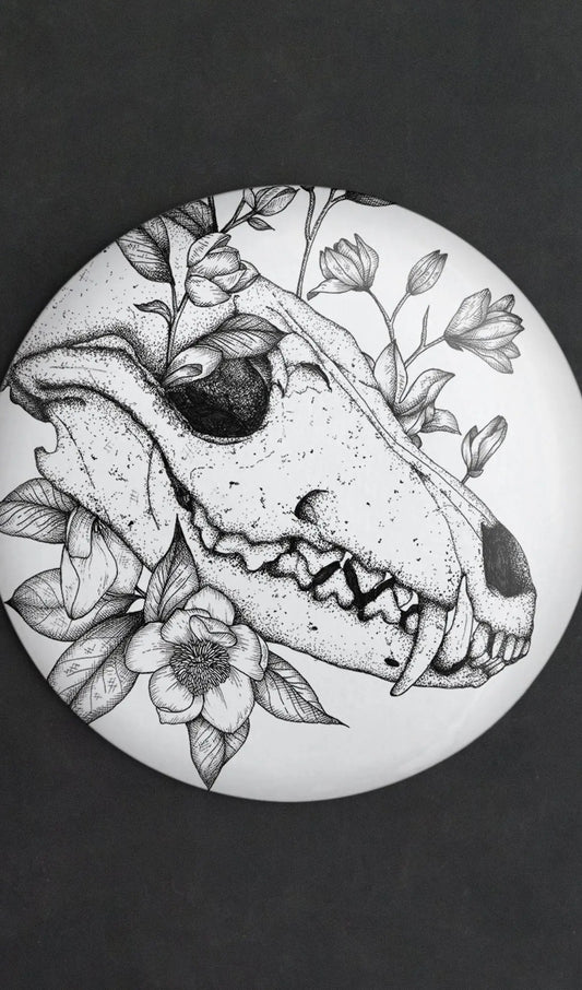 Fox Skull Pocket Mirror