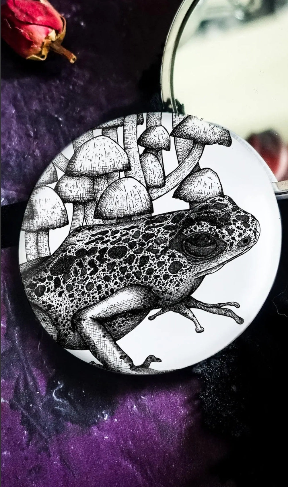 Frog and Mushroom Pocket Mirror