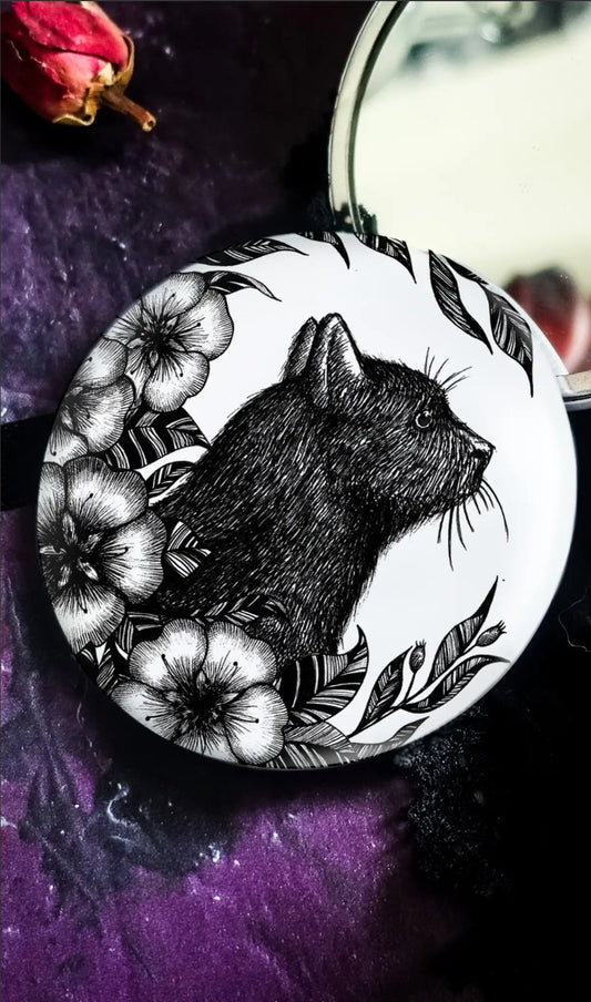Witch's Cat Pocket Mirror