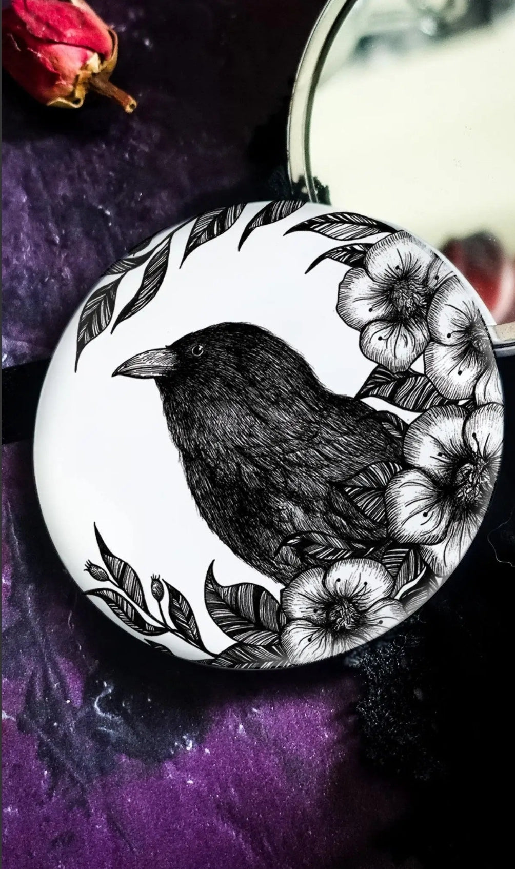 Witch's Crow Pocket Mirror