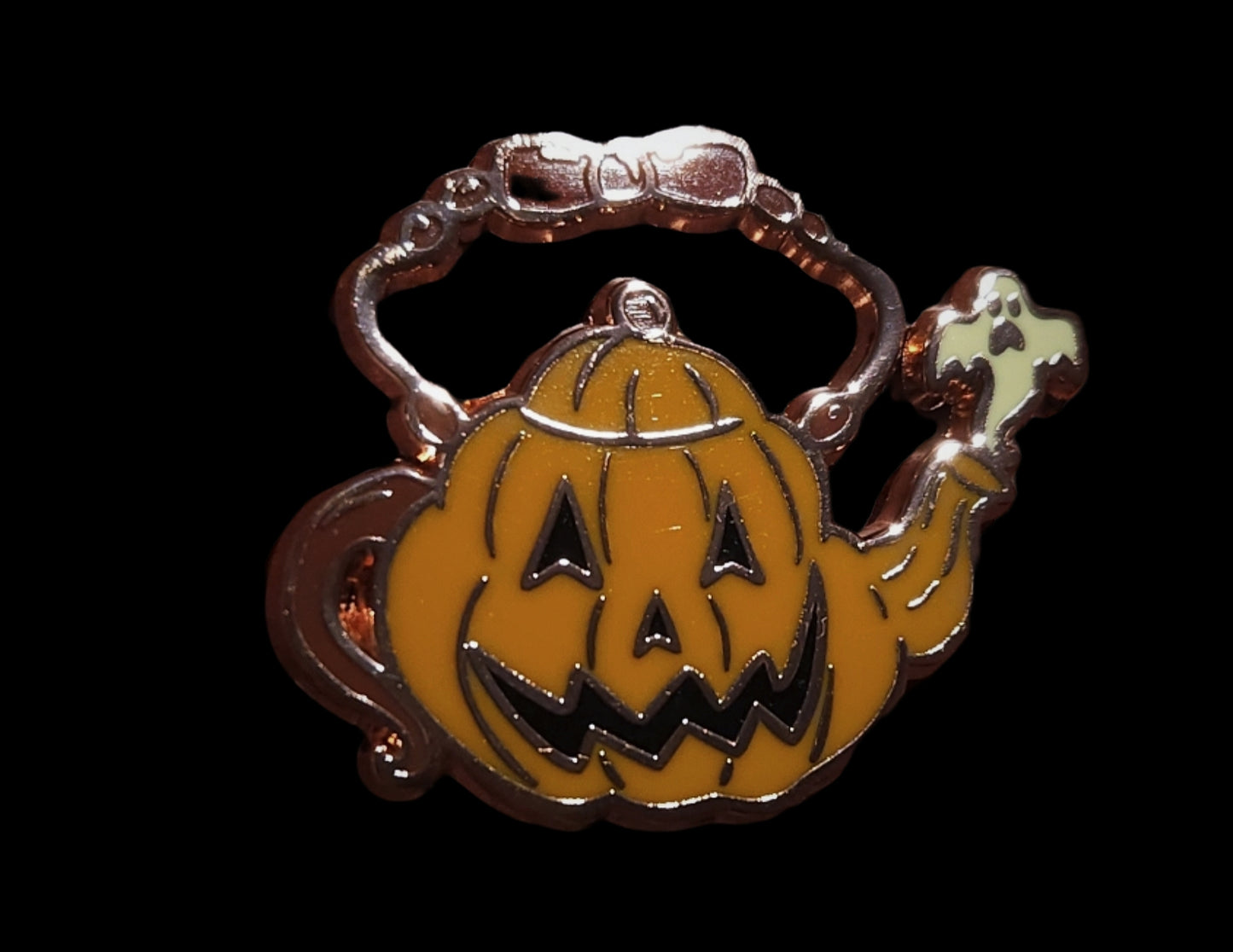 Jack-O-Lantern Tea Pot Enamel Pin